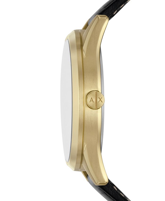 A|X Armani Exchange Men's Dante Multifunction Black Leather Watch 42mm ...