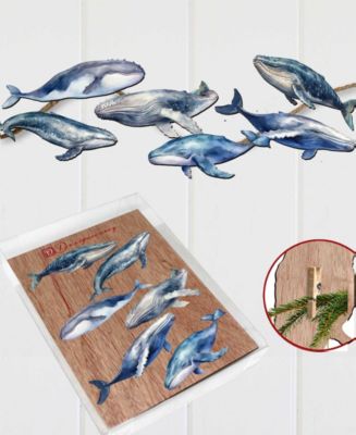 Holiday Wooden Clip-On Ornaments Humpback Whales Set of 6 G. DeBrekht