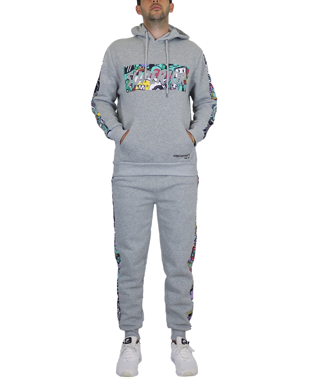 Galaxy By Harvic Men's Fleece-lined Pullover Hoodie And Jogger Sweatpants, 2 Piece Set In Heather Gray