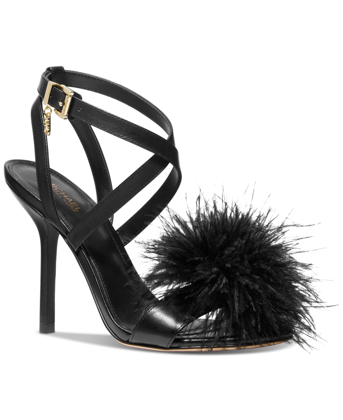 Michael Kors Michael  Women's Whitby Feather Trim High Heel Sandals In Black