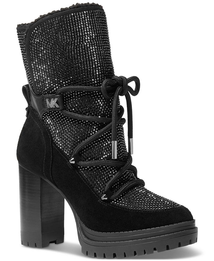 Michael Kors Women's Culver Embellished Snow Lace-Up Booties - Macy's