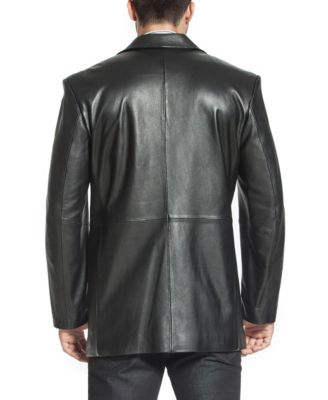 Men One-Button Tuxedo Leather Blazer