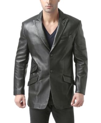 BGSD Men Peaked Lapel Two-Button Leather Blazer - Macy's