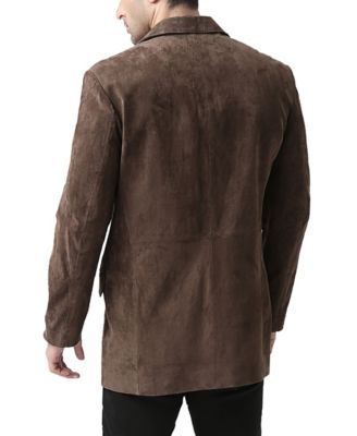 Men Robert Three-Button Suede Leather Blazer