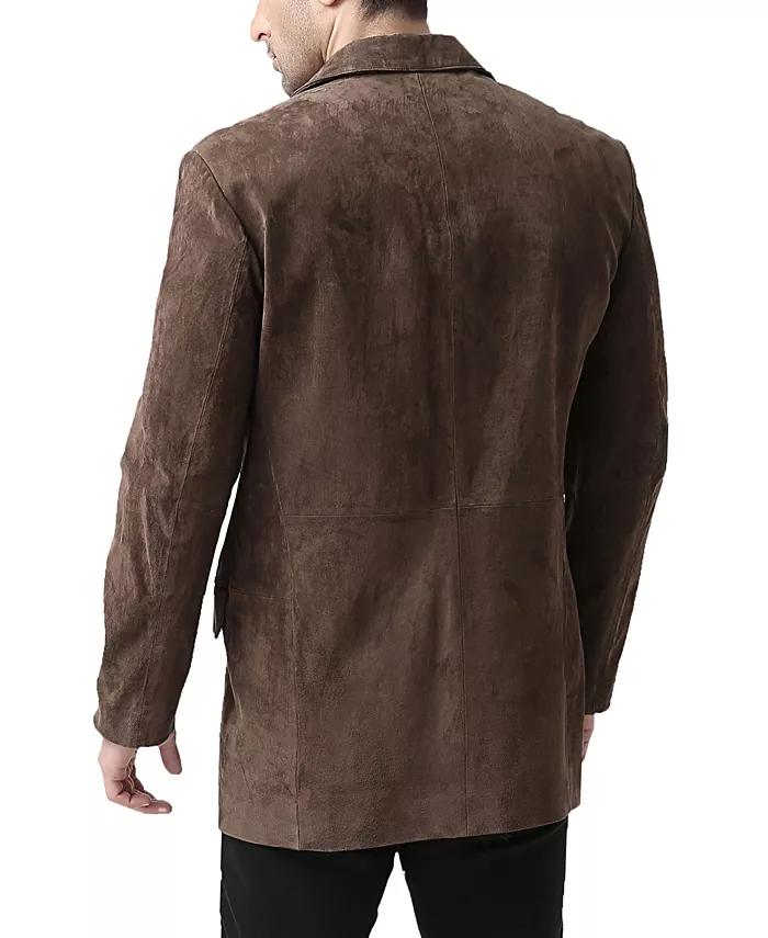 Men Robert Three-Button Suede Leather Blazer - thumbnail 9