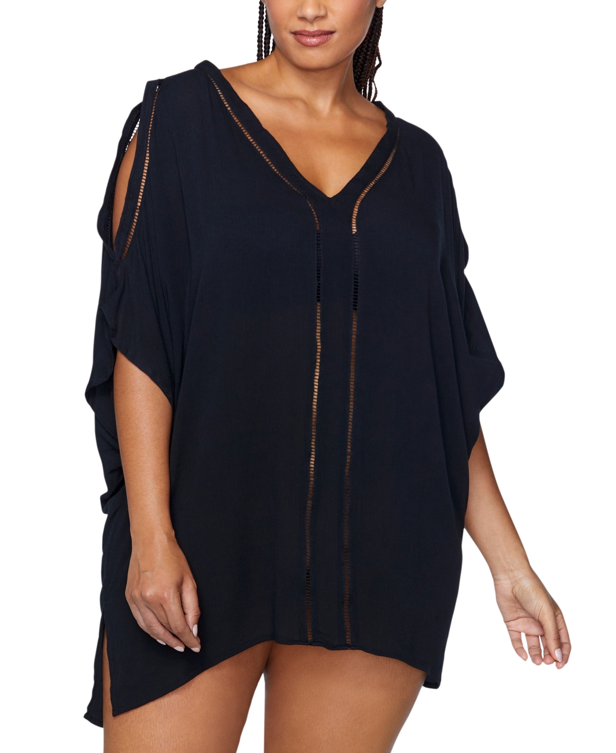 Plus Size Tranquillo Cold-Shoulder Cover Up Tunic - White
