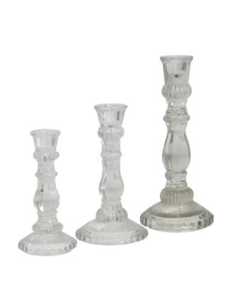 The Novogratz Clear Glass Candle Holder, Set of 3
