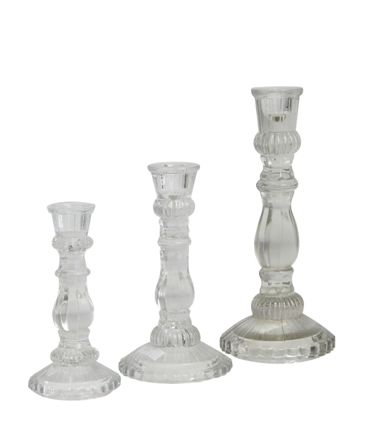 The NovogratzGlass Candle Holder, Set of 3 - Clear