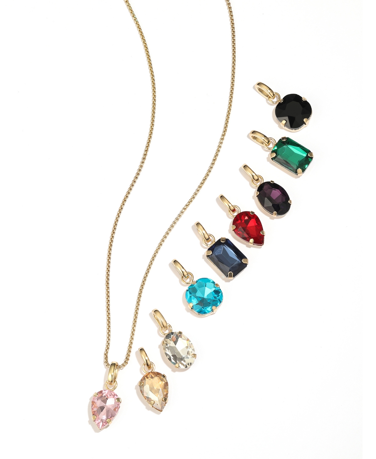 Unwritten Multi-color Glass Mix And Match Pendant Necklace Set In Gold