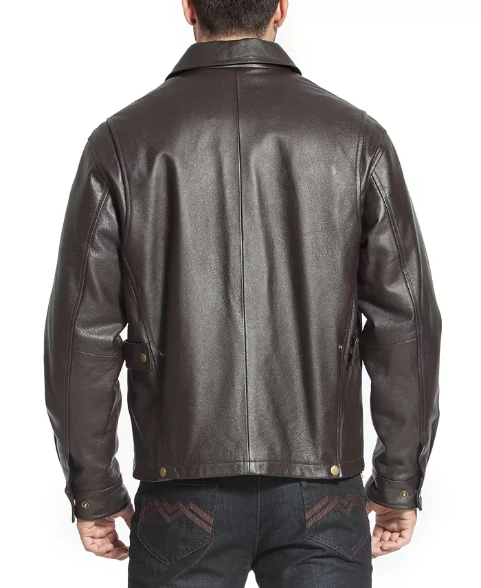 Men's Men Greg Open Bottom Zip Front Leather Jacket - thumbnail 3