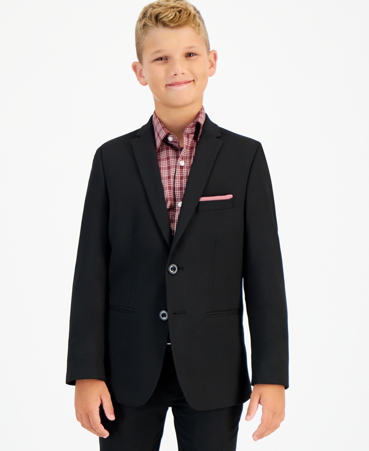 Michael Kors Kids' Big Boys Slim Fit Stretch Suit Jacket In Black