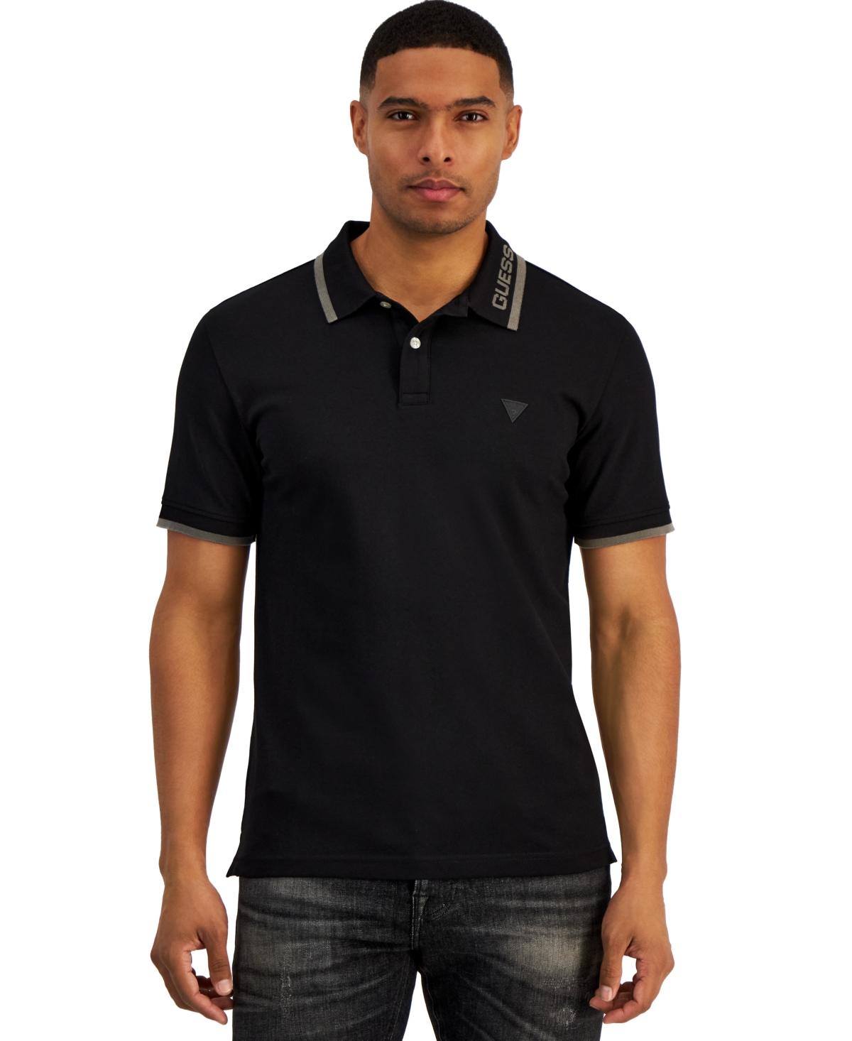 Guess Men's Lyle Short-sleeve Polo Shirt In Jet Black