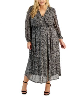 Robbie Bee Plus Size V-Neck Long-Sleeve Maxi Dress Macy's