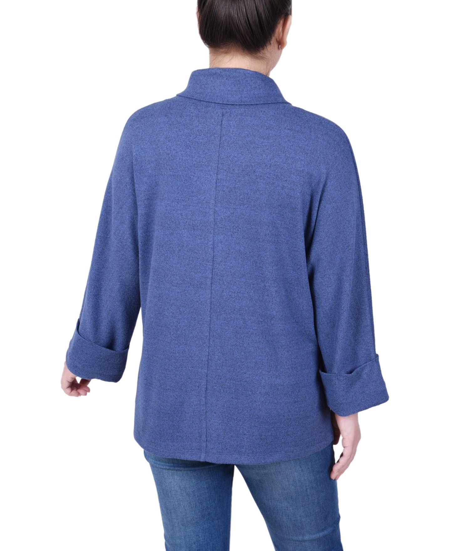 Женский топ NY Collection Petite Cuff Sleeve Shawl Collar, цвет: Синий — фото 2