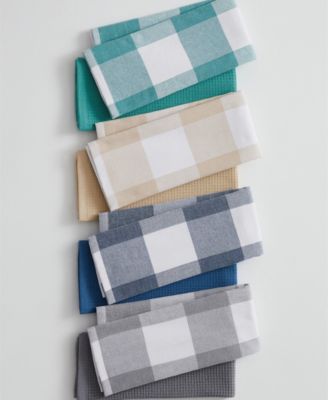 Jackson Plaid Waffle Weave Kitchen Towel, Set of 4