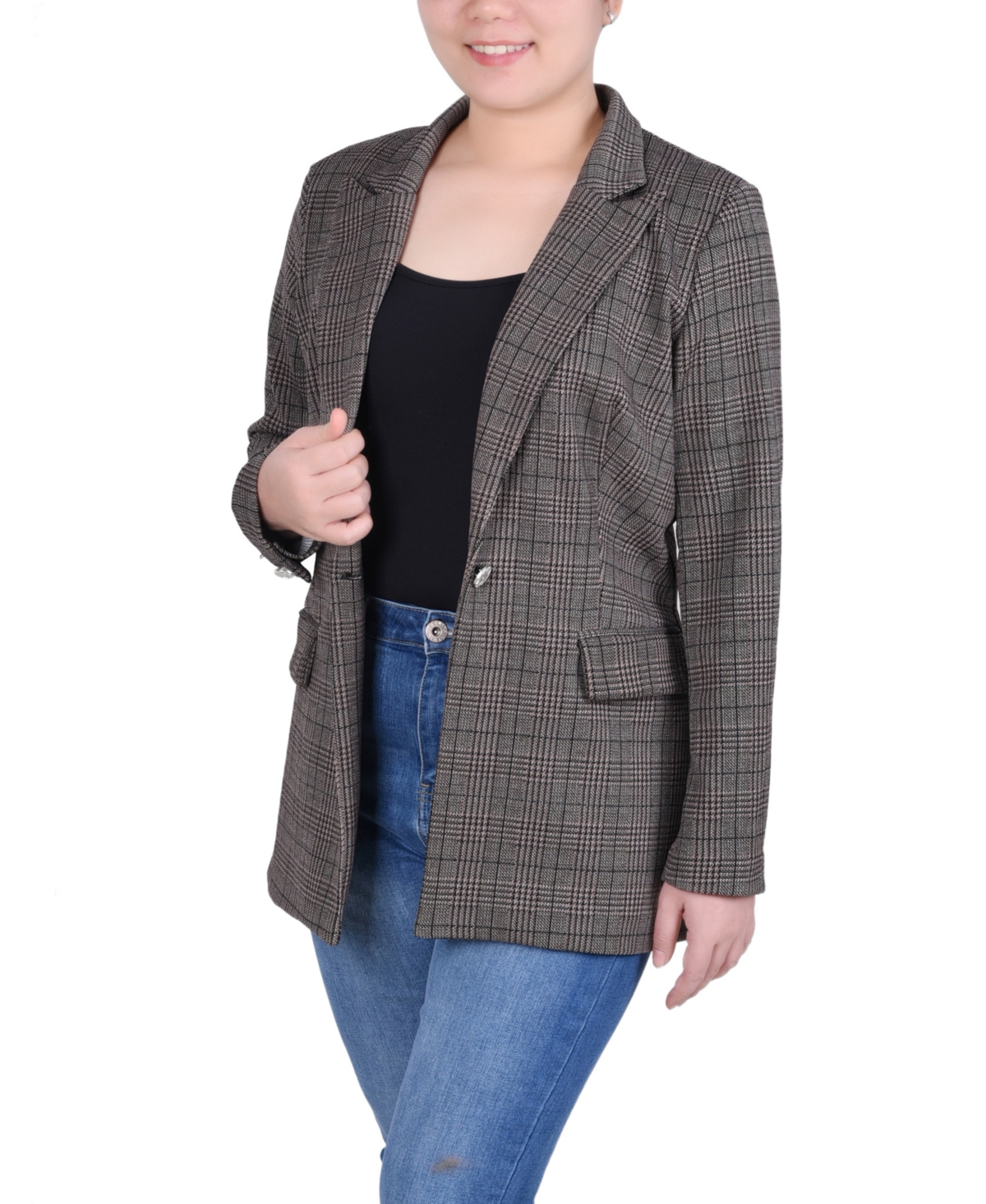 Ny Collection Petite Long Sleeve Ponte Jacket