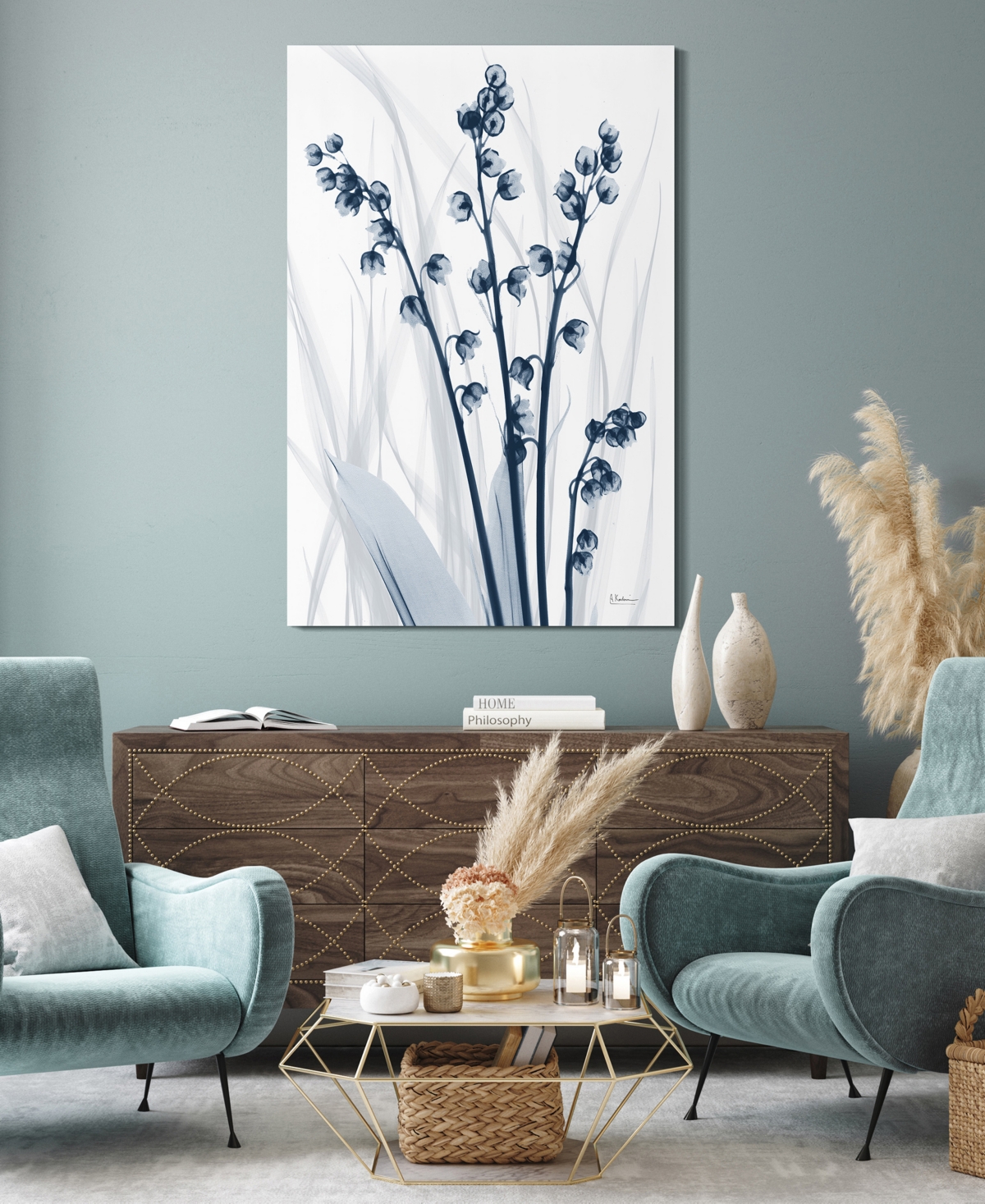 Empire Art Direct "radiant Blues 1" Frameless Free Floating Tempered Glass Panel Graphic Wall Art, 48" X 32" X 0.2" In Blue