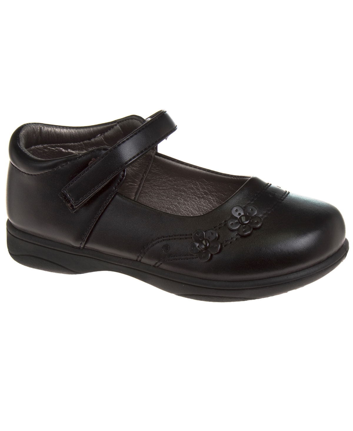 French Toast Kids' Little Girls School Hook And Loop Closure Shoes In Black