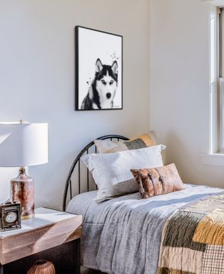 "Siberian Husky" Pet Paintings on Printed Glass Encased with a Black Anodized Frame, 24" x 18" x 1"