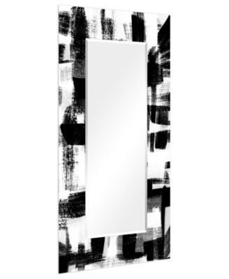 "Jam Session II" Rectangular Beveled Mirror on Free Floating Printed Tempered Art Glass, 72" x 36" x 0.4"