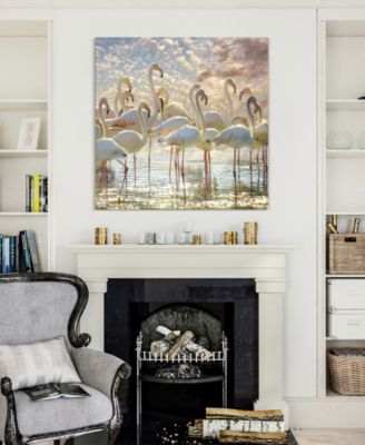 "Flamingo Flair" Frameless Free Floating Tempered Glass Panel Graphic Wall Art, 38" x 38" x 0.2"