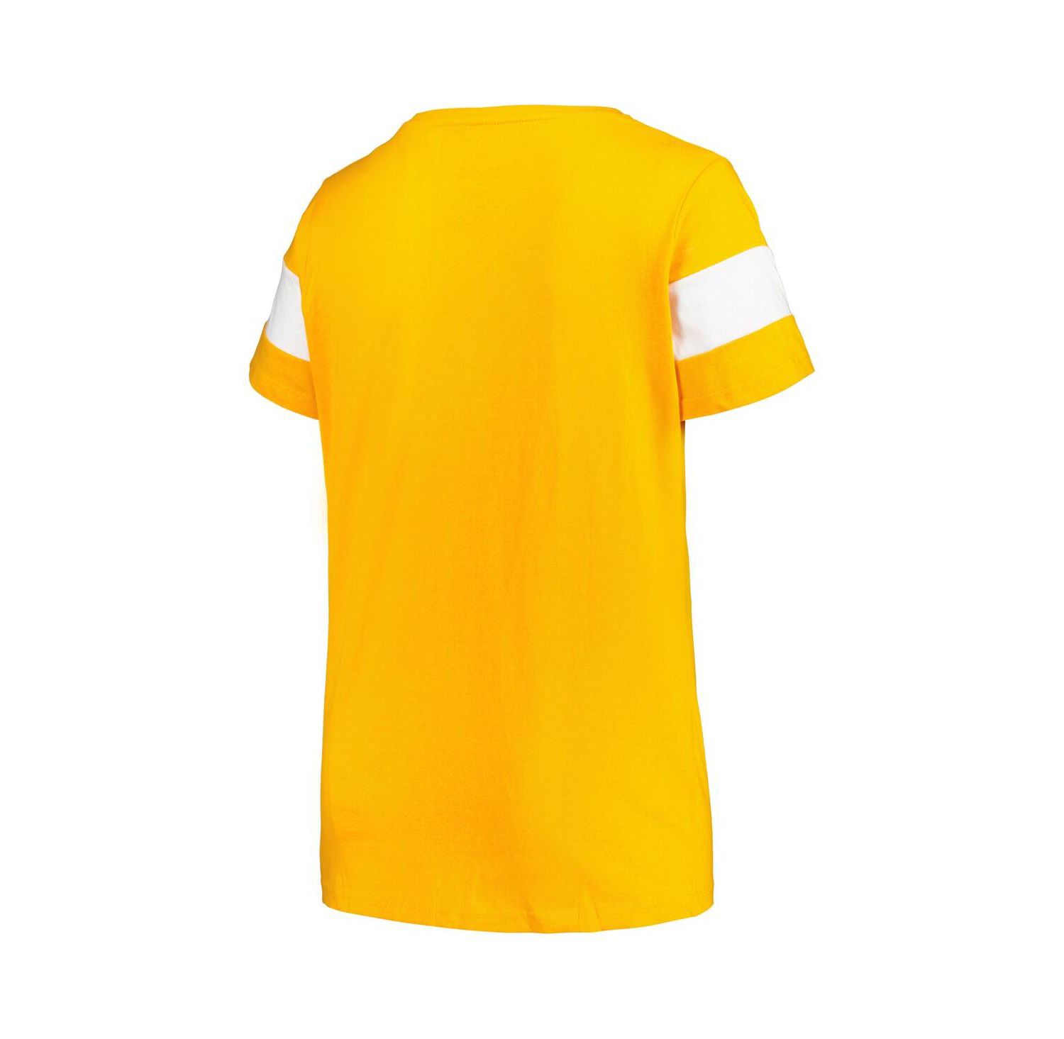 Women's Heather Tennessee Orange Tennessee Volunteers Plus Size Arched City Sleeve Stripe V-Neck T-shirt