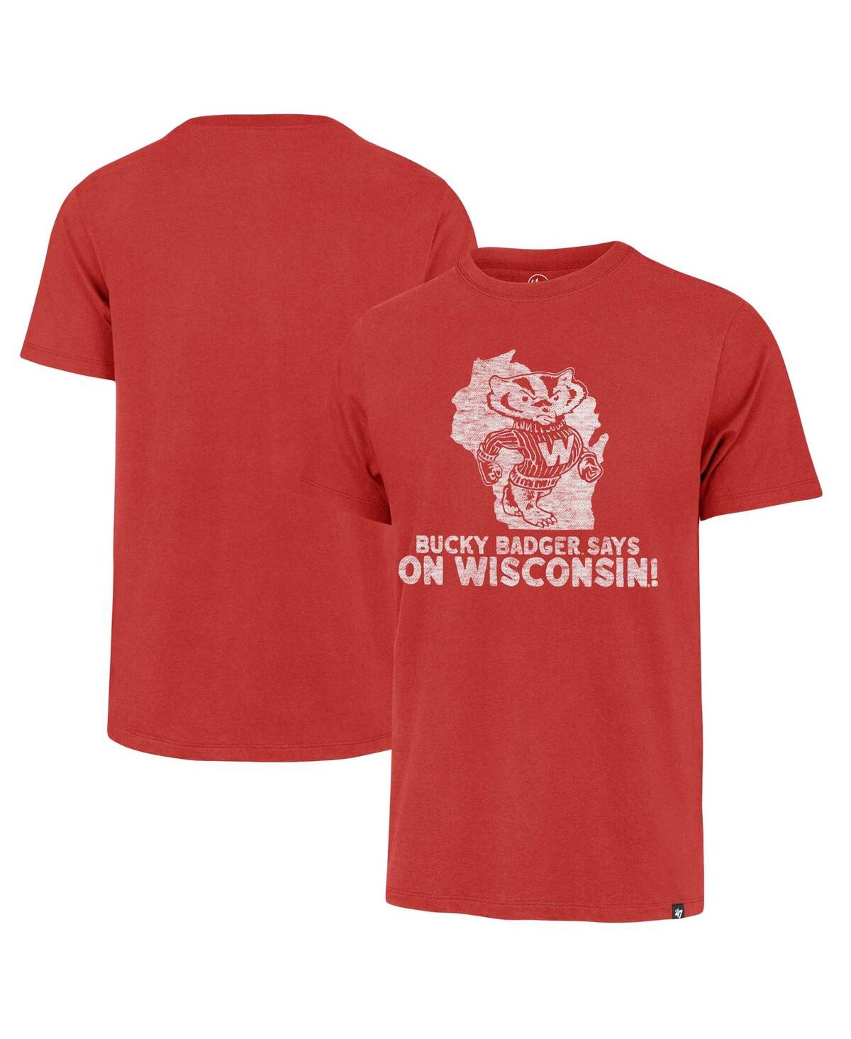 47 Brand Men's ' Red Distressed Wisconsin Badgers Article Franklin T-shirt