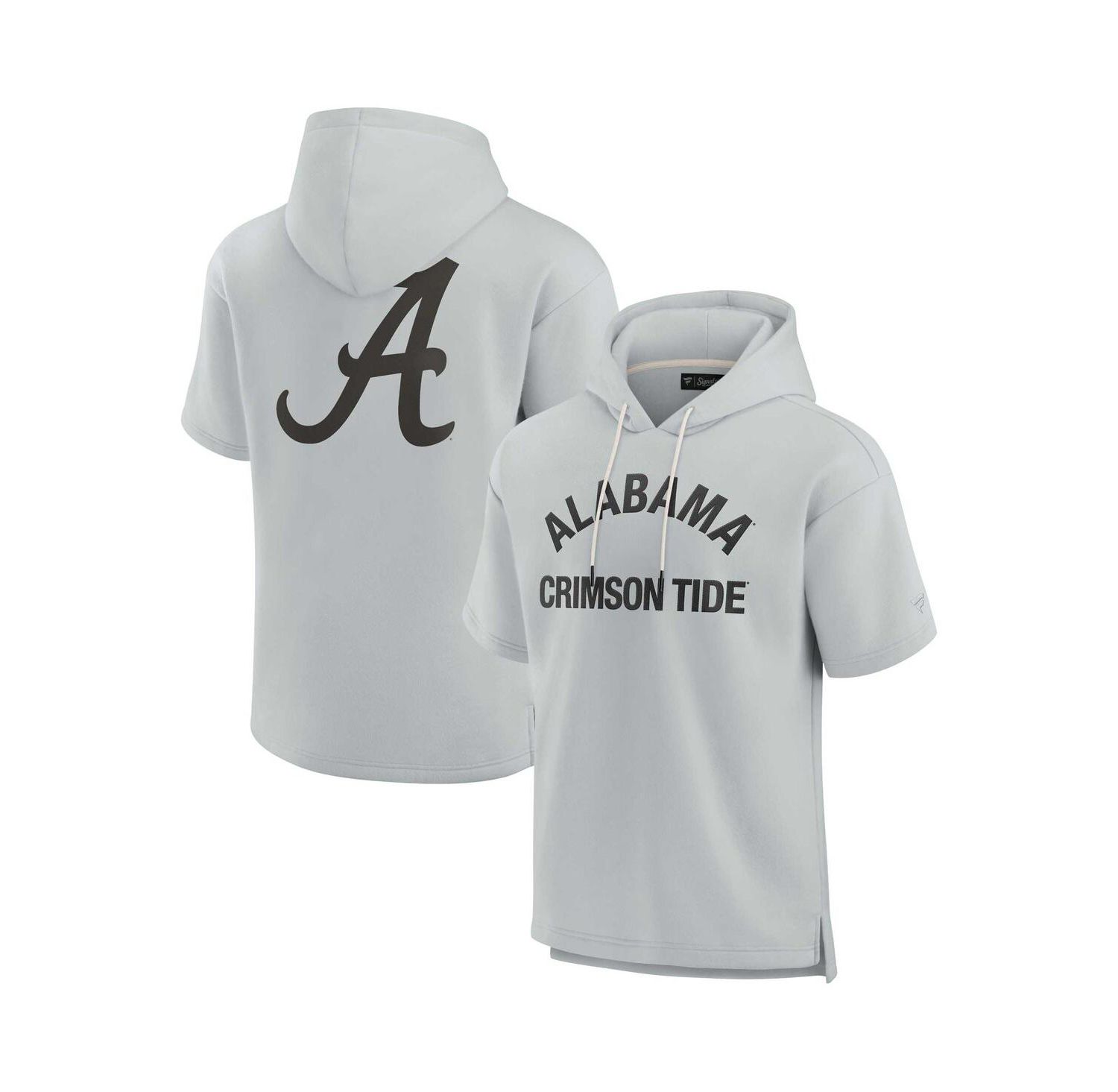 Men's and Women's Gray Alabama Crimson Tide Super Soft Fleece Short Sleeve Pullover Hoodie