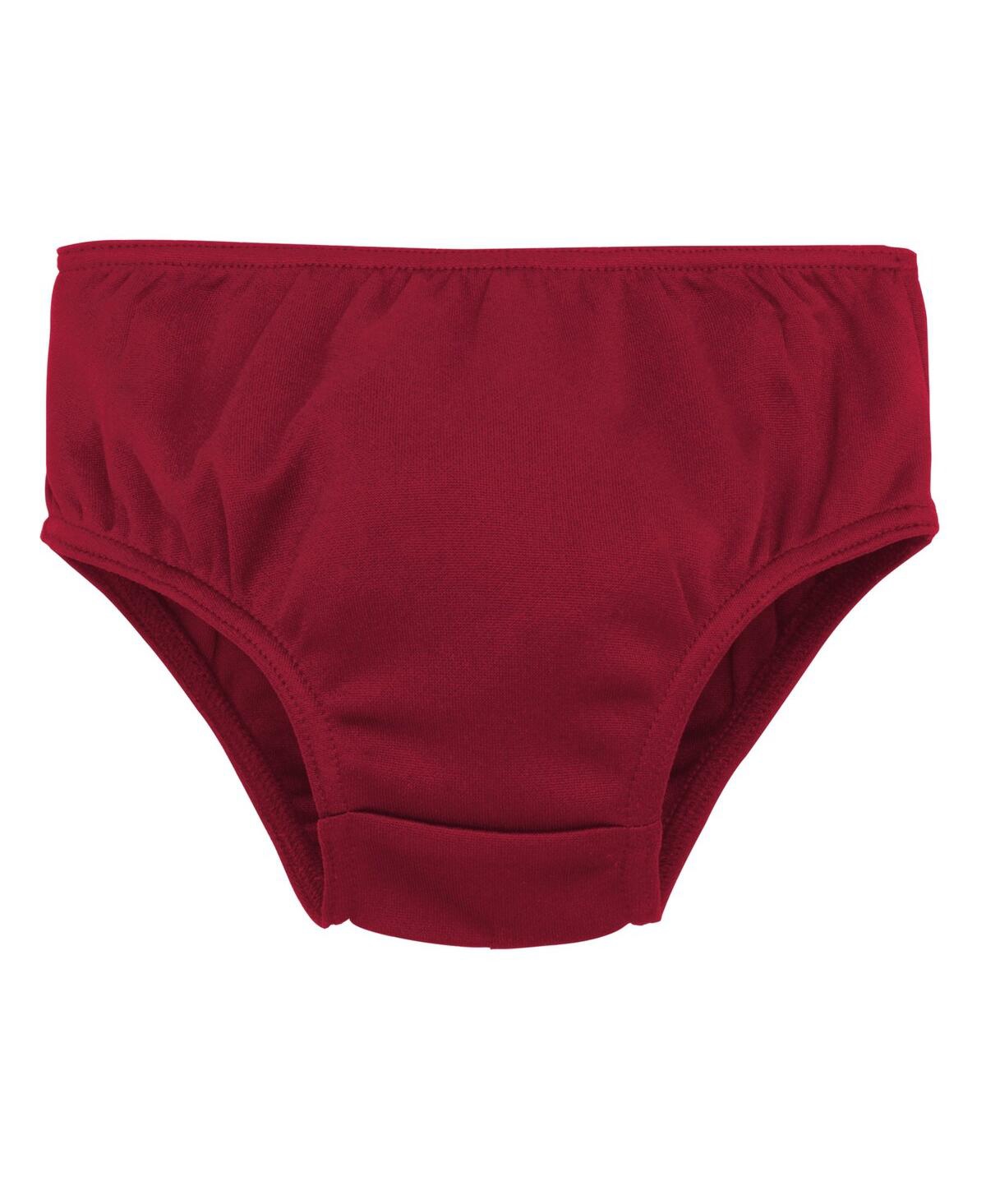 Outerstuff Girls Toddler Crimson, Gray Alabama Crimson Tide Two-piece Cheer Captain Jumper Dress And Bloomers S In Crimson,gray