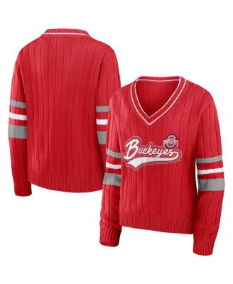 Women's WEAR by Erin Andrews Scarlet Ohio State Buckeyes Script Sleeve ...
