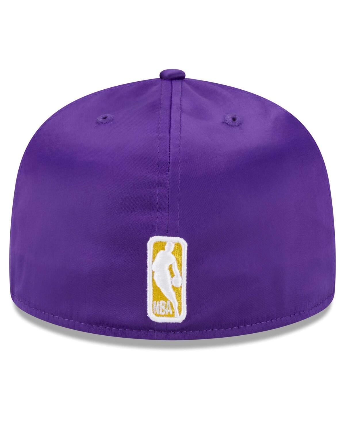 Shop New Era Men's  White Los Angeles Lakers Throwback Satin 59fifty Fitted Hat