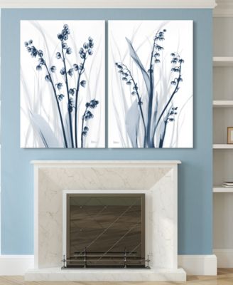 Radiant Blues 1 2 Frameless Free Floating Tempered Glass Panel Graphic Wall Art, 48" x 32" x 0.2" each