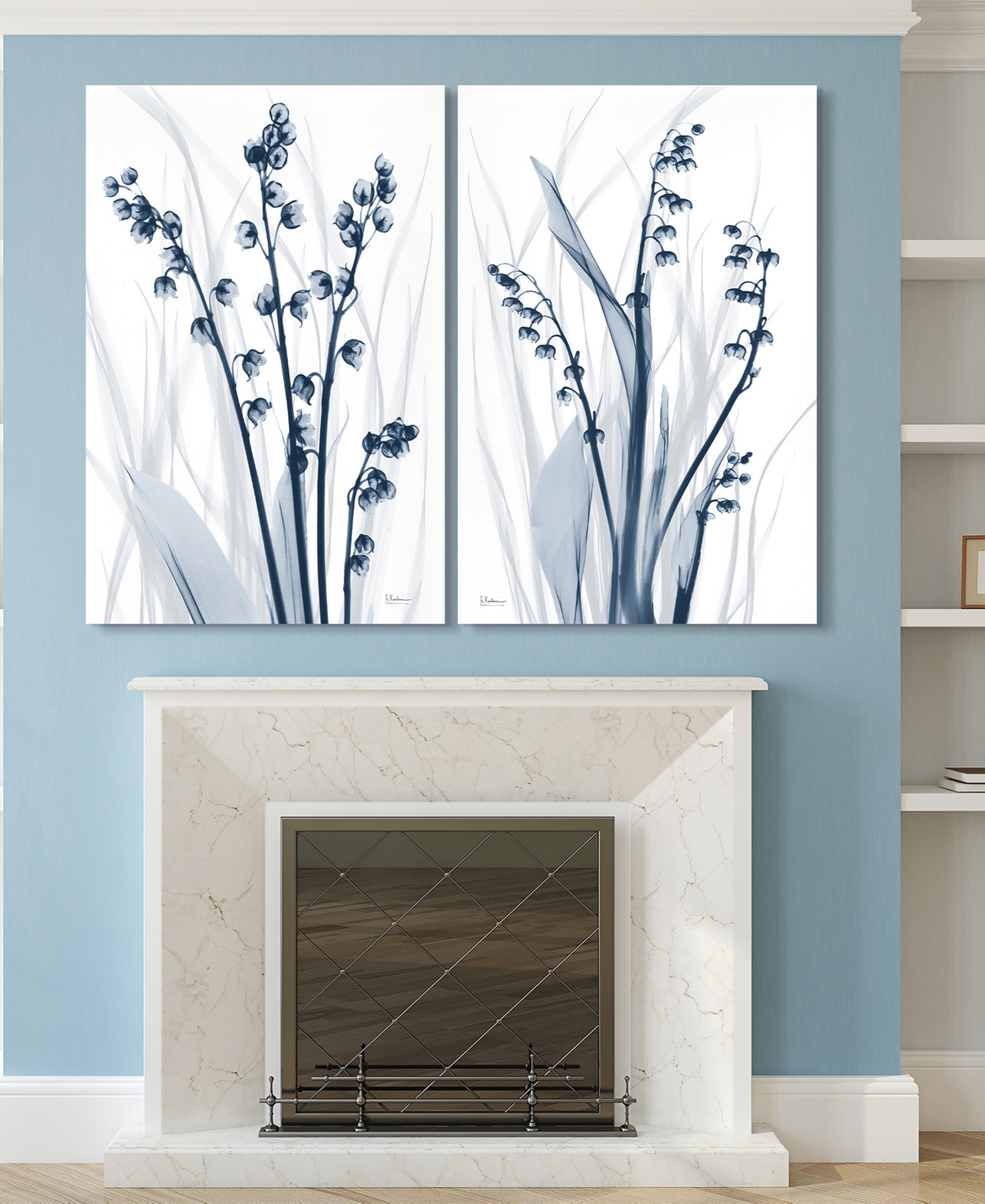 Empire Art Direct Radiant Blues 1 2 Frameless Free Floating Tempered Glass Panel Graphic Wall Art, 48" X 32" X 0.2" Ea In Blue