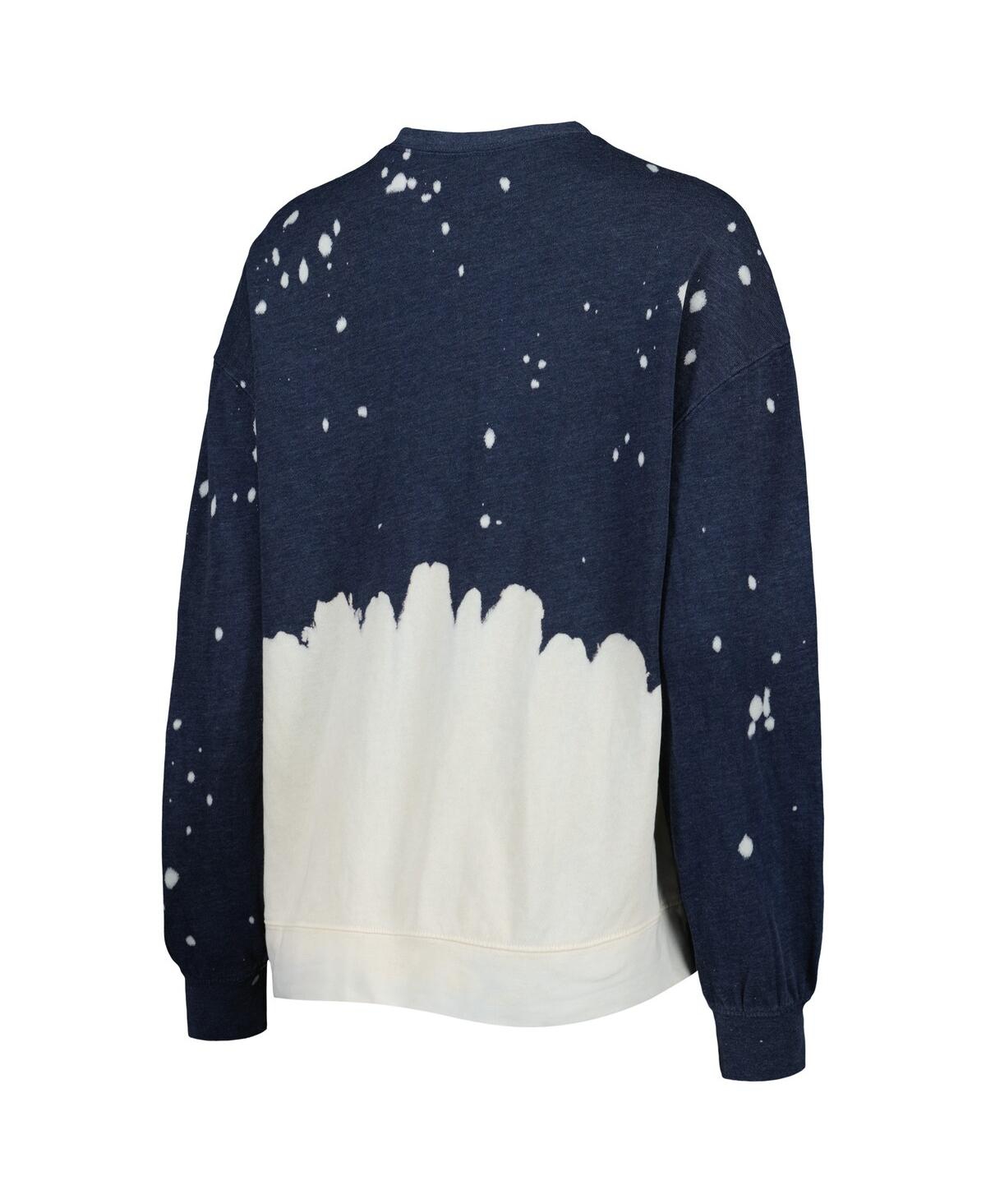 Women's Gameday CoutureDistressed v Penn State Nittany Lions Twice As Nice Faded Dip-Dye Pullover Long Sleeve Top - Navy