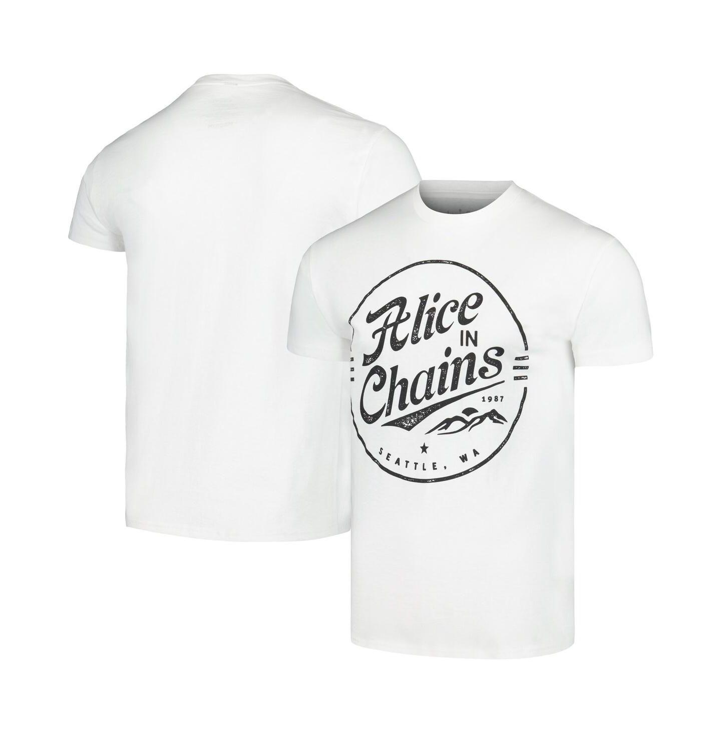Мужская футболка Manhead Merch White Alice in Chains Seattle Stamp — фото 1