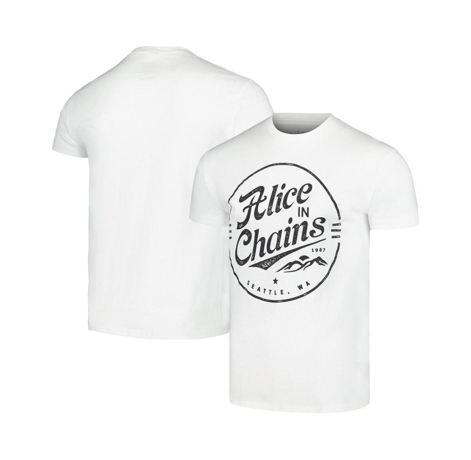Men's White Alice in Chains Seattle Stamp T-shirt