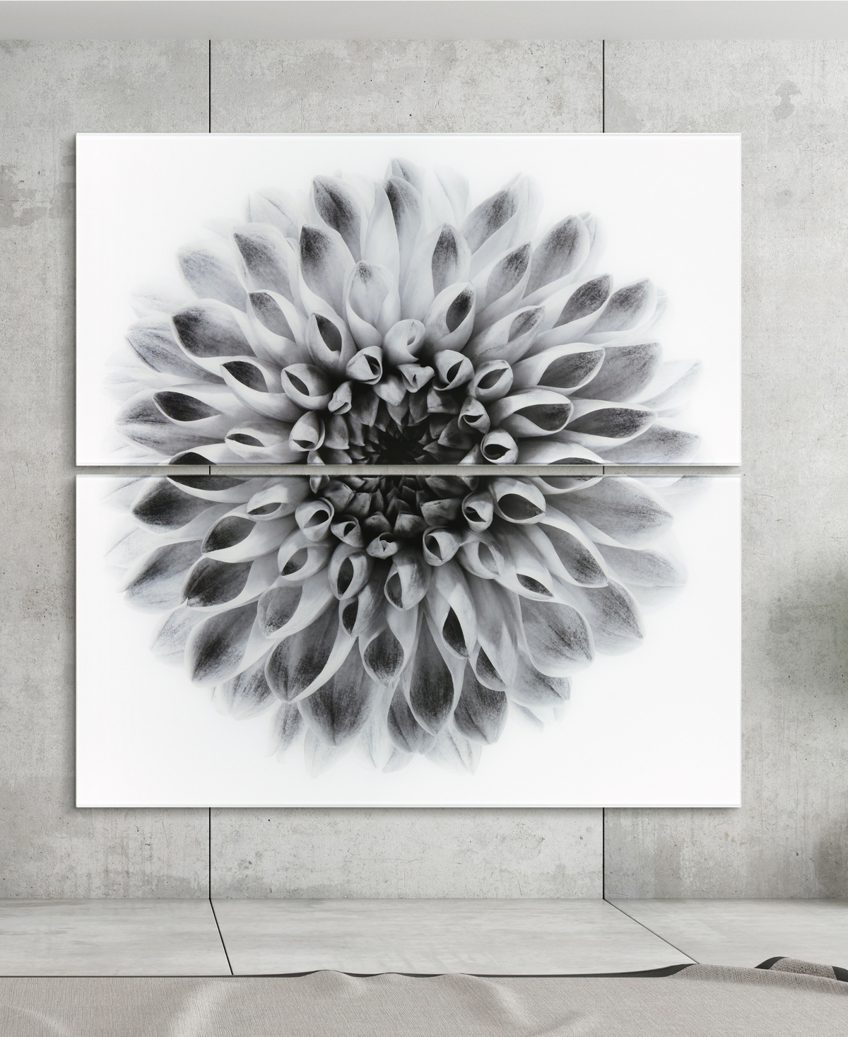 EMPIRE ART DIRECT "DAHLIA AB" FRAMELESS FREE FLOATING TEMPERED GLASS PANEL GRAPHIC WALL ART SET OF 2, 72" X 36" X 0.2" 