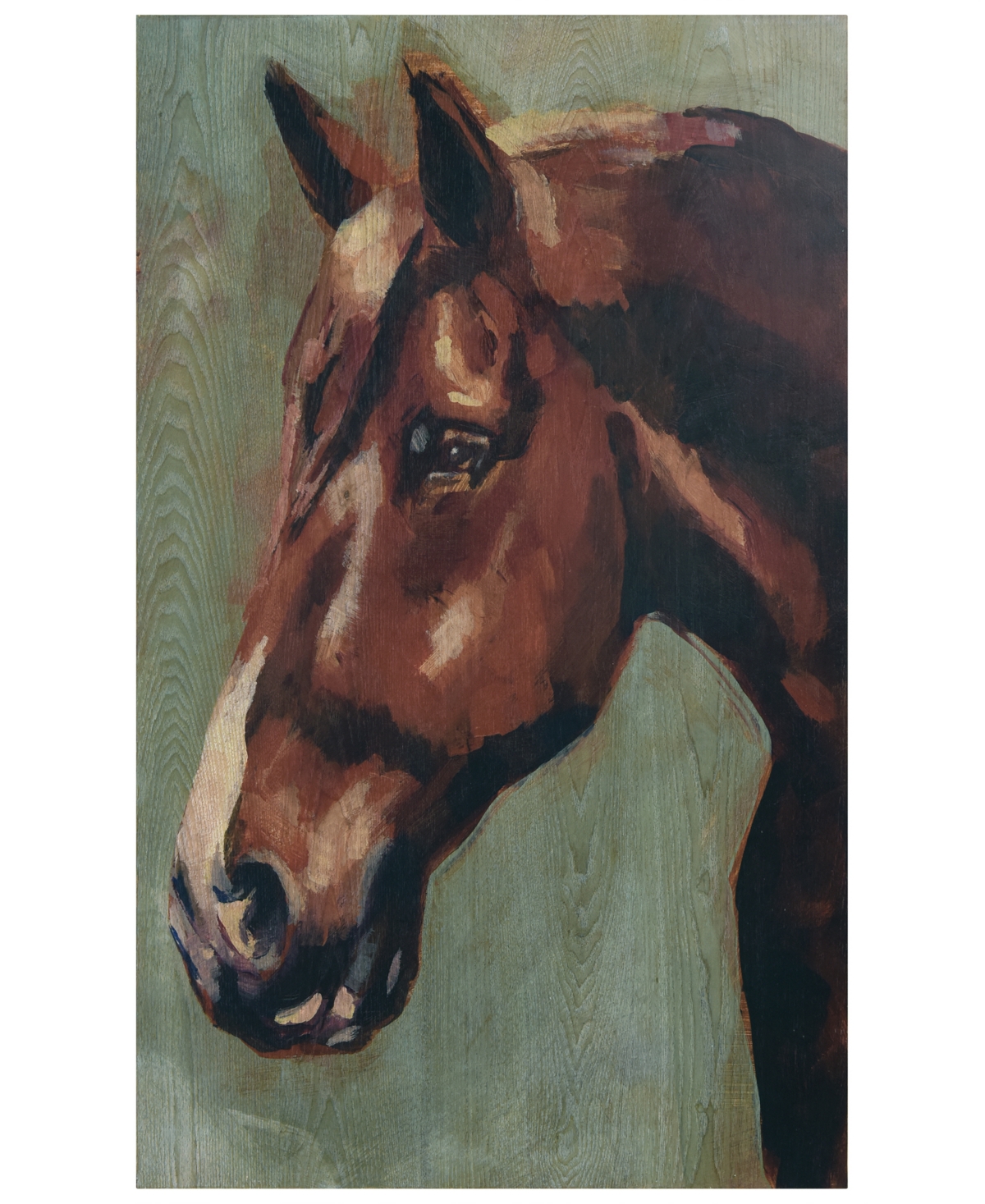 Empire Art Direct "village Knight- Horse Portrait" Fine Giclee Printed Directly On Hand Finished Ash Wood Wall Art, 36 In Brown,green