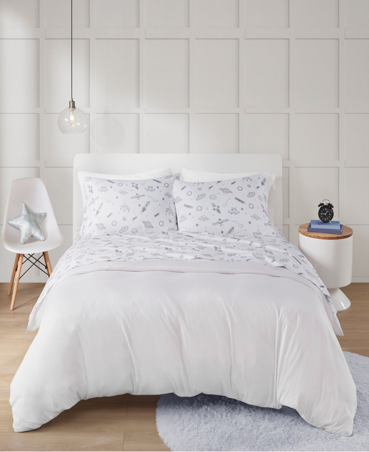 Mi Zone Printed4-pc. Sheet Set, Full Bedding In White