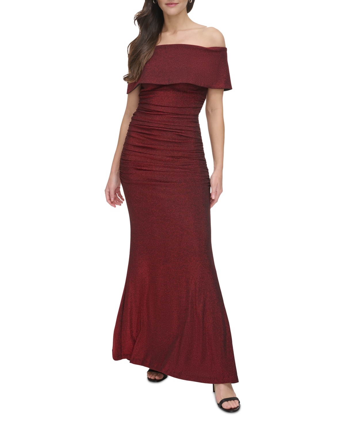 Vince Camuto Women's Off-the-shoulder Ruched Gown In Red