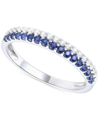 Macy's - Amethyst (1/4 ct. t.w.) & Lab-Grown White Sapphire (1/4 ct. t.w.) Two Row Stack Ring in 14k Gold-Plated Sterling Silver (Also in Additional Gemstones)