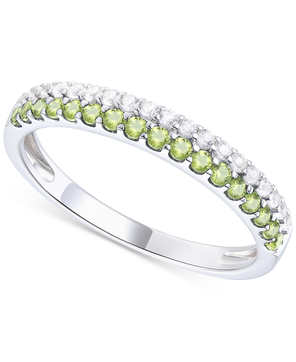 Macy's Amethyst (1/4 Ct. T.w.) & Lab-grown White Sapphire (1/4 Ct. T.w.) Two Row Stack Ring In 14k Gold-pla In Peridot
