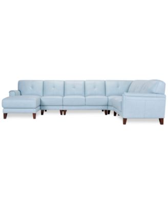 CLOSEOUT! Ashlinn 144" 5-Pc. Pastel Leather Sectional, Created for Macy's