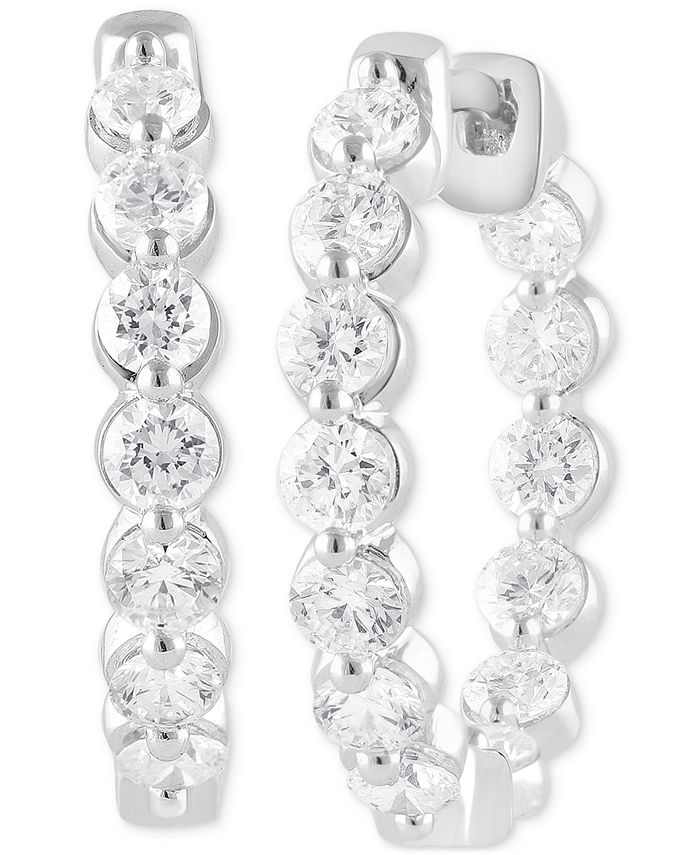 Badgley Mischka Lab Grown Diamond Bezel In & Out Small Hoop Earrings (2 ...