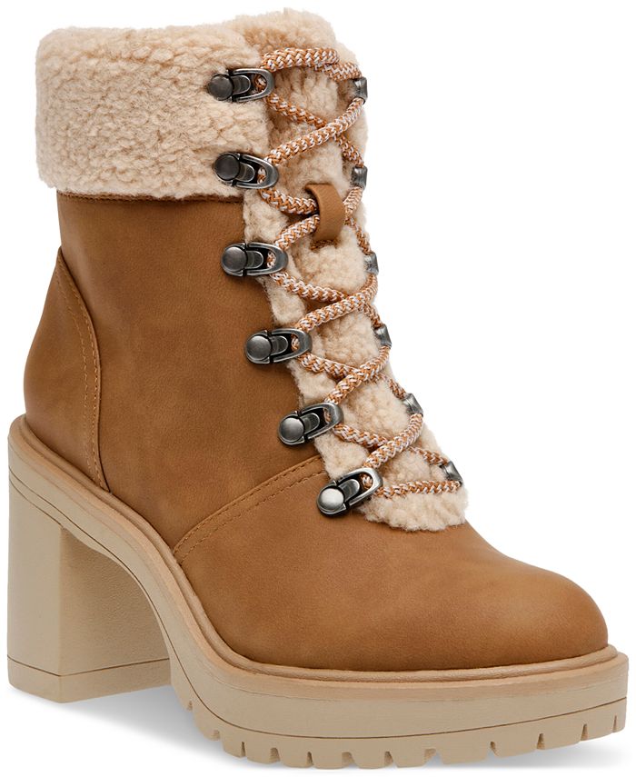 DV Dolce Vita Women s Jyll Lace Up Cozy Block Heel Boots Macy s