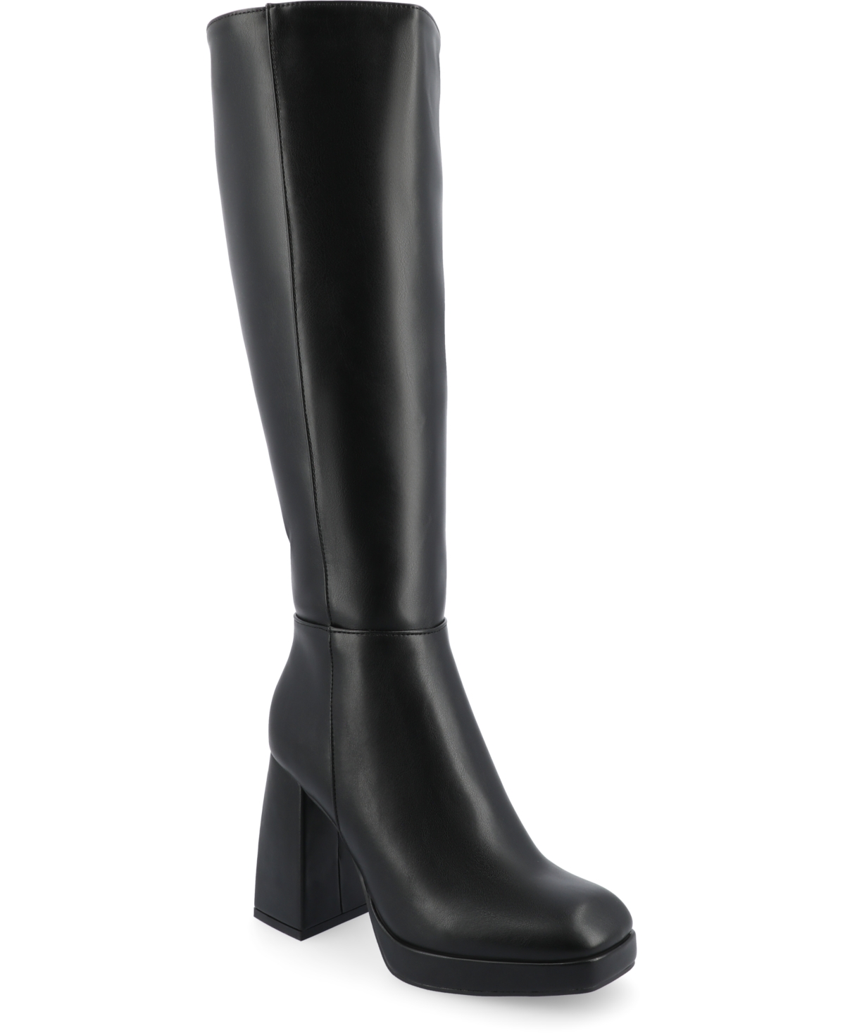 Shop Journee Collection Women's Mylah Tru Comfort Foam Platform Square Toe Regular Calf Boots In Black