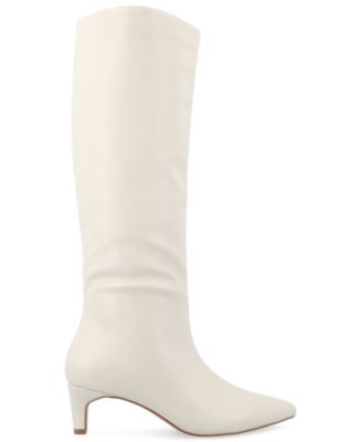 Women's Tullip Kitten Heel Pointed Toe Knee High Dress Boots