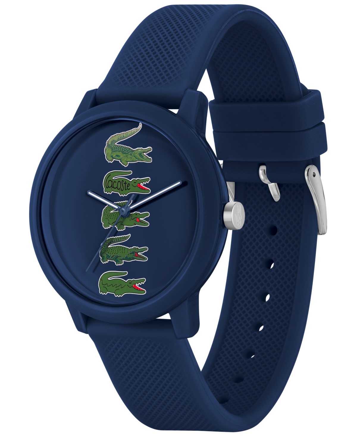 Shop Lacoste Unisex L.12.12 Quartz Navy Silicone Strap Watch 42mm