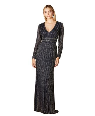 blue and white crochet dress Blue/white Striped Tiered Maxi Size:21½ 35/36 grand affair Gothic Black Halter Lace-Up Styling Tips Pair this