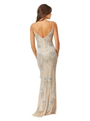 Women's Danika Floral Beaded Sheath Beaded Dress with Beaded Fringe